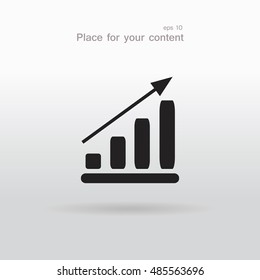 Graphic icon.  Financial progress. Statistics graph. Business profit diagram. Vector  illustration