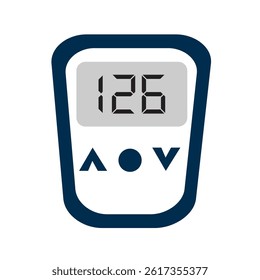 Graphic icon of a glucometer, a medical device used by doctors for 
blood test checks, commonly used for diabetic patients. Flat vector illustration. 