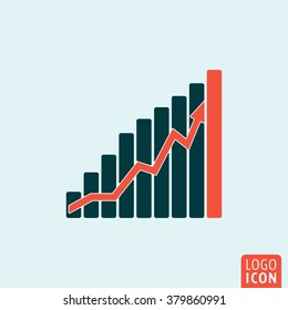 Graphic icon. Growing bars graph icon isolated, minimal design. Vector illustration