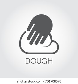 Graphic icon hands knead dough. Pictogram in flat design Preparation ingredient for pasta, pizza, bread, baked and other dishes. Cook vector label