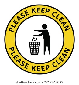 Icono gráfico que ilustra por favor mantenga limpio con tirar la basura en el cubo de basura