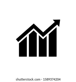Graphic icon, logo isolated on white background. Chart, growth chart
