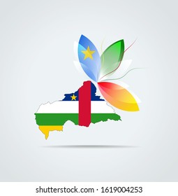 Graphic Icon with Map and Flag of Central African Republic
