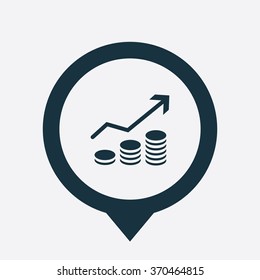graphic up icon, on white background map pin