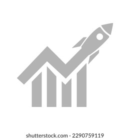 graphic icon, profit growth, rocket, vector illustration