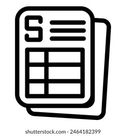 Graphic icon representation of a newspaper in black and white with clear details