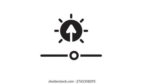 A graphic icon representing brightness adjustment with a sun symbol and a slider control, indicating increased light intensity.