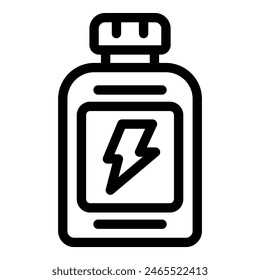 Graphic icon representing an energy drink with a lightning bolt design