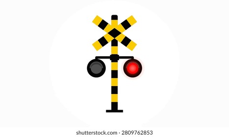 Graphic icon representing a train track warning signal for safety.
