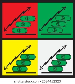 graphic icon of rising paddle rod,business money investment icon