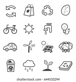 graphic icon set of ecology and recycle isolated on white background