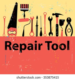 graphic icon set repair tools on white background