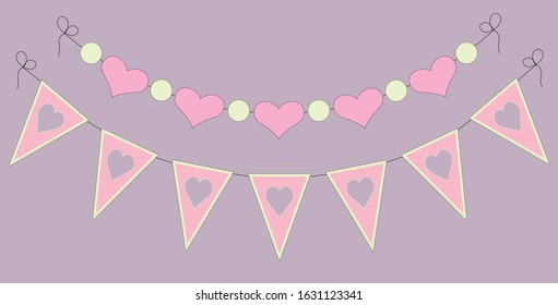 
graphic icons flags with hearts