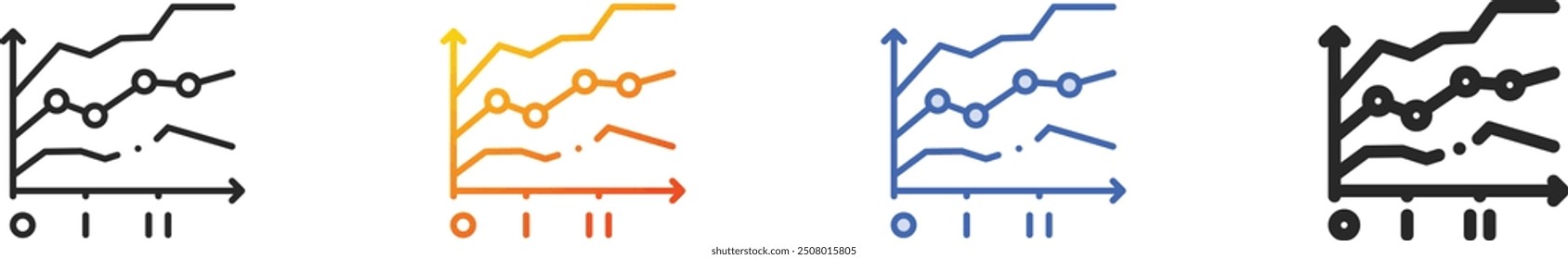 grafisches Symbol.Dünn linear, Farbverlauf, blauer Strich und fett Styling-Design einzeln auf weißem Hintergrund