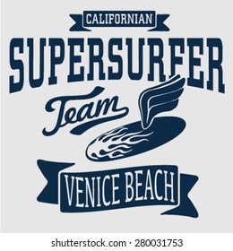 Graphic idea for surfing theme. Artwork design. Typography for T-Shirt design. 