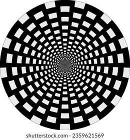 graphic illustrated Background tunnel deep hole circle mysterious black and white