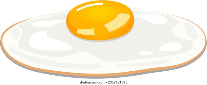 graphic illustrated Fried egg one breakfast clipart cute side view color illustration vector