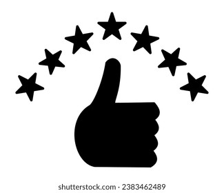 graphic illustrated Hand thumb up with seven stars silhouette icon