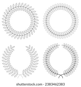 graphic illustrated Laurel Wreaths leaves branches line detail symbol of victory