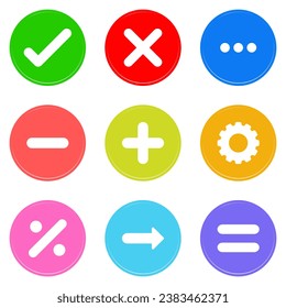 graphic illustrated Mathematics wrong correct divide sign circle icon set colors