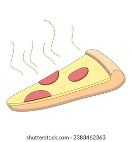 graphic illustrated Pepperoni pizza cartoon hot junk food