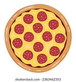 graphic illustrated Pepperoni a whole pizza illustration vector