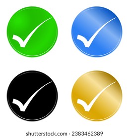 graphic illustrated Right verify symbol on gradient colors circle icon set