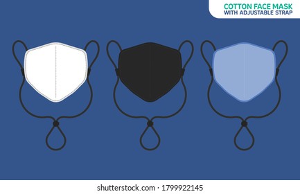 Graphic illustration about Cotton face mask with adjustable strap, Health care, Medical equipment. Flat design