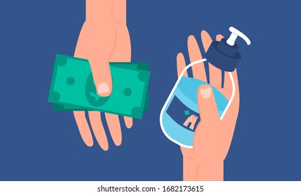 Graphic illustration about Purchase hand sanitizer for Prevent virus, Hygienic, Hygiene. Flat design