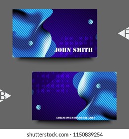 Graphic illustration with abstract gradient liquid bubble shape. Business card template. Eps10 Vector illustration