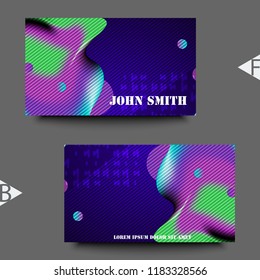 Graphic illustration with abstract gradient liquid bubble shape. Business card template. Eps10 Vector illustration