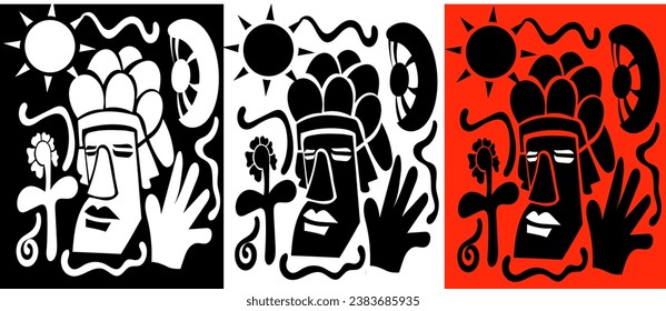 graphic illustration of an abstract image featuring primitive patterns in various colors, this vector is great for icons, wallpapers, backgrounds, covers, and more