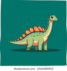 Graphic illustration of amargasaurus, dinosaur, jurassic park, suitable to be placed in content with that theme.