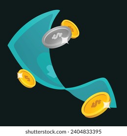 Graphic Illustration Artwork of Dollar Falling in Space Perfect For Finance Advertisement Element