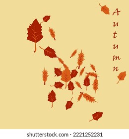 Graphic illustration of autumn appearing in the garden the leaves fall to the ground
