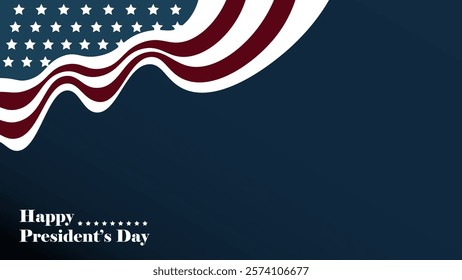 Graphic Illustration Background of President's or Washington Day Celebration, with dark blue theme and American flag, Copy Space Area. Suitable to be placed on content with that theme.