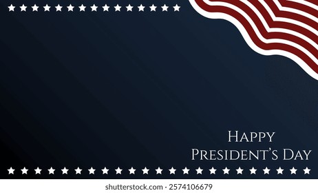 Graphic Illustration Background of President's or Washington Day Celebration, with dark blue theme and American flag and stars, Copy Space Area. Suitable to be placed on content with that theme.