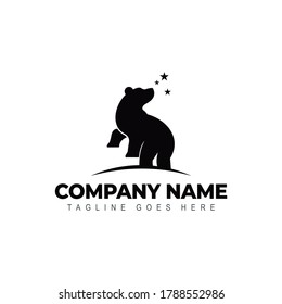 Graphic illustration of bear silhouette. Stencil.