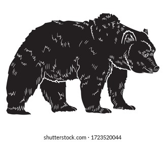 Graphic Illustration Black Silhouette Realistic Grizzly Stock Vector ...