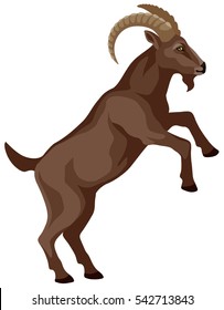graphic illustration of a brown goat standing on its hind legs