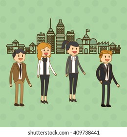 Graphic illustration of businesspeople, vector design