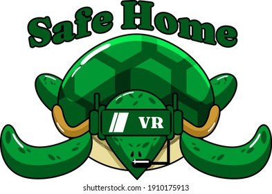 Graphic illustration of a cartoon design from VR Safe House Turtle Mascot, perfect for children's t-shirts