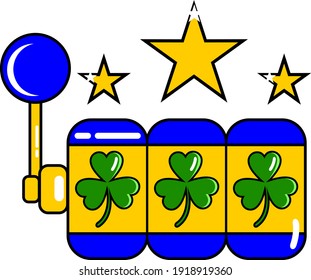 Graphic illustration of casino lucky clover jackpot machine design