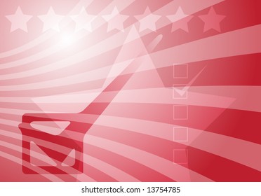 Graphic illustration with checkmark over stars and stripes USA elections