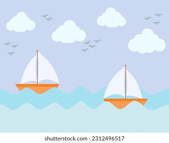 ilustración de un barco navegando en el océano, perfecto para papeles pintados para niños, almohadas, mantas y más