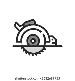 Graphic illustration of circular saw on a White Background