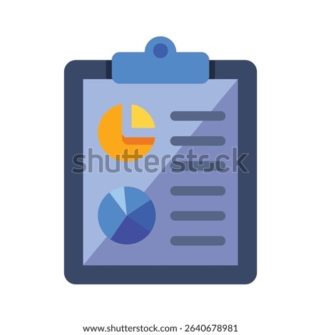 Graphic Illustration Of A clipboard with two pie charts, suitable for business presentations and reports analyzing market data and financial performance visually. vector icon symbol flat style