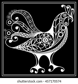 Graphic illustration of cock, symbol of 2017. Suitable for invitation, flyer, sticker, poster, banner, card,label, cover, web. Vector element for New Year's design.