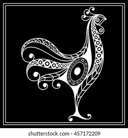 Graphic illustration of cock, symbol of 2017. Suitable for invitation, flyer, sticker, poster, banner, card,label, cover, web. Vector element for New Year's design.