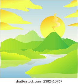 graphic illustration of a cool and beautiful natural scene, this vector is great for backgrounds, covers, and so on